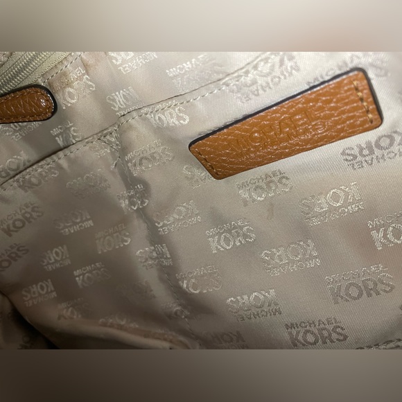 Michael Kors Cognac Pebbled Leather Zippered Shoulder Bag - Picture 9 of 10